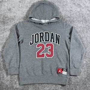 Jordan Hoodie Boys 6-7 Gray Logo Basketball #23 Pullover Sweatshirt Basketball